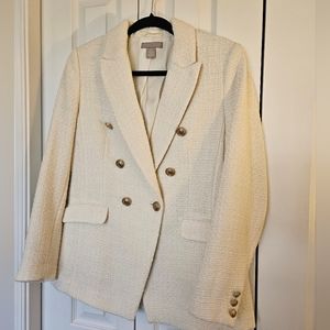 H&M Cream Tweed Double Breasted Blazer Size Small